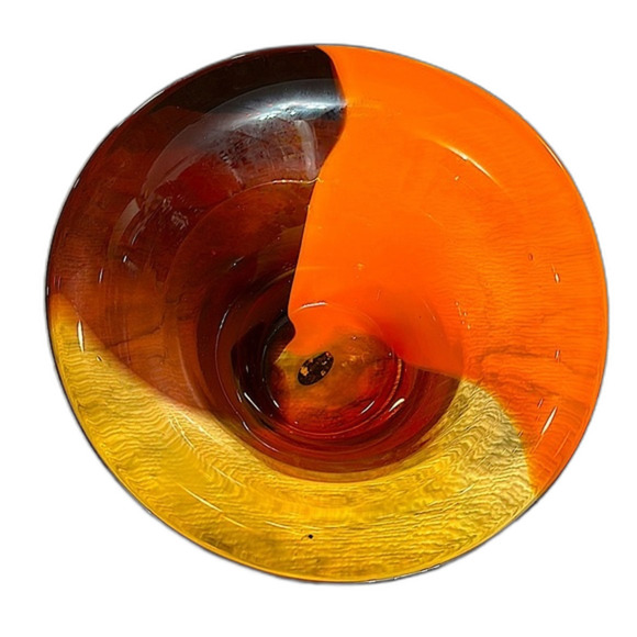 Teleflora Hand Blown Multi-Colored Studio Art MCM Swirl Glass Bowl - Picture 1 of 16